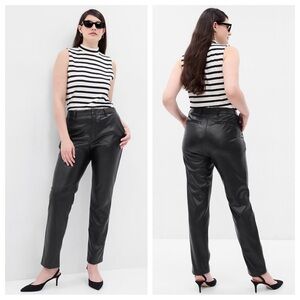 NEW GAP Pants Womens 14 Black Vegan Leather Slim Trouser Modern Preppy Holiday